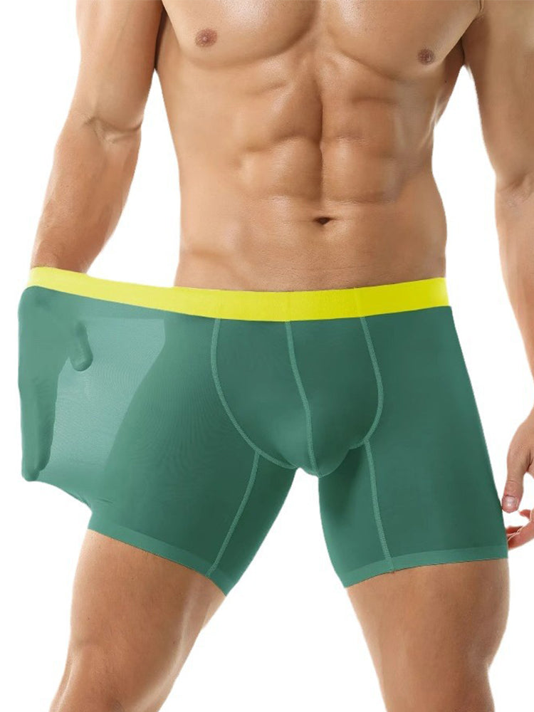 Men's Ice Silk Athletic Long Boxer Briefs