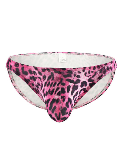 4 Pack Men's U-Convex Leopard Print Nylon Bikini