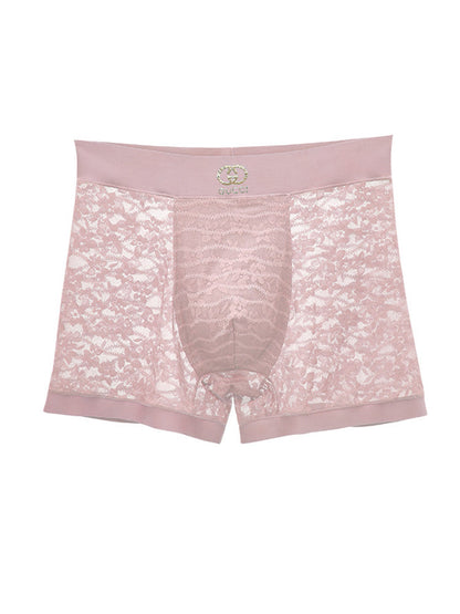 Men's Mid-Rise Sexy Seamless Lace Trunks