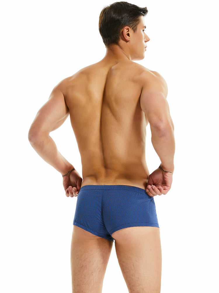Men's Relaxed Plaid Trunks with Button Fly