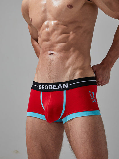 2 Pack Men's Stretch Cotton Breathable Colourway Contrast Trunks