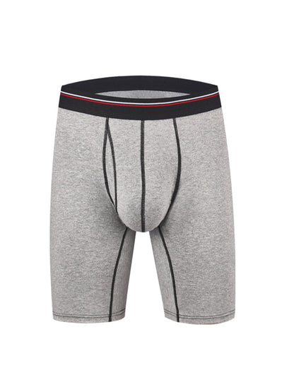 2 Pack Men's Long High Waist Cotton Sports Anti-friction Leg Boxer Briefs