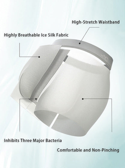 4 Pack Men's Breathable Ice Silk Antibacterial Sports Trunks
