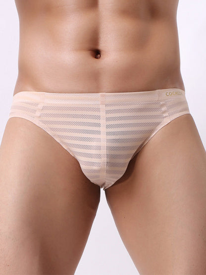 3 Pack Men's Mesh Nylon Breathable Solid Color Bikini
