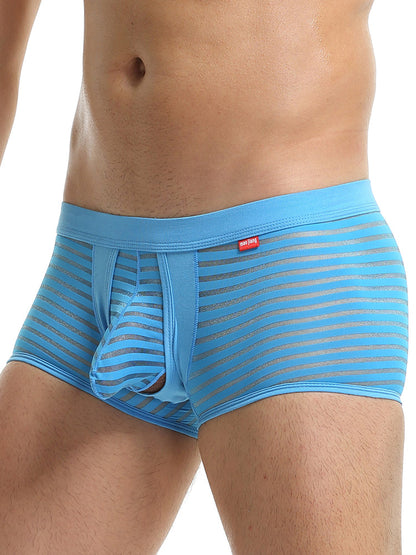 Men's Sexy Striped Hollow Jockstrap With Separate Pouch