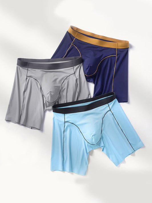 Men's Sports Anti-Chafing Ice Silk Quick-Dry Boxers Briefs & Midway Briefs