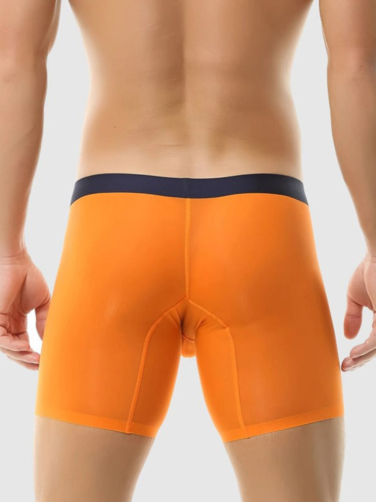 Men's Ice Silk Athletic Long Boxer Briefs