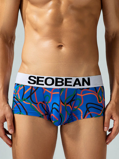 2 Pack Men's Comfortable Breathable Messy Lines Polyester Boxer Briefs