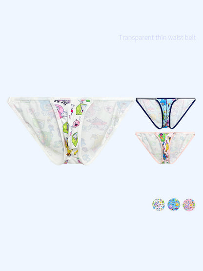 2 Pack Men's Trendy Printed Cartoon Comfortable and Breathable Bikini