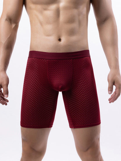 3 Pack Men's Anti-chafing Mesh Long Boxer Briefs