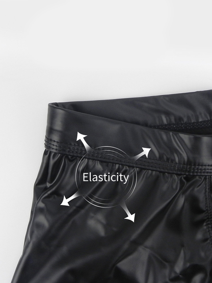 2-pack Men's Leather Hollow Hip-revealing Large Pouch Boxer Briefs