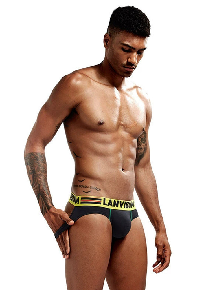 2 Pack Men's Cotton Low-Rise U-Convex Solid Color Jockstrap