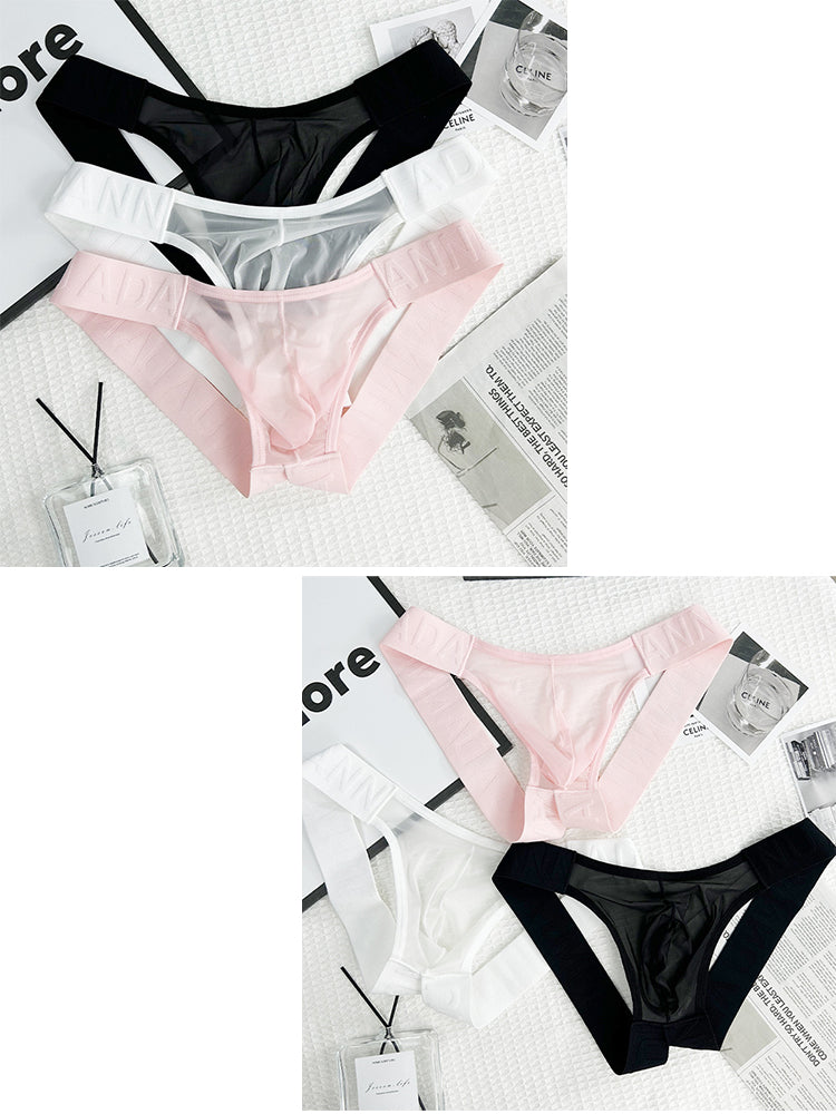 2 Pack Men's Nylon Semi-Transparent Sexy Jockstrap