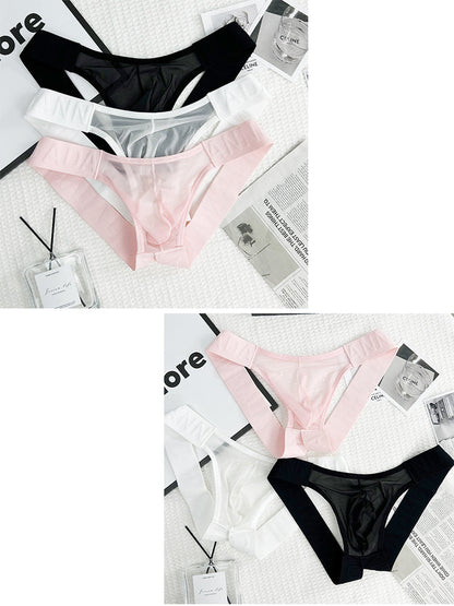 2 Pack Men's Nylon Semi-Transparent Sexy Jockstrap