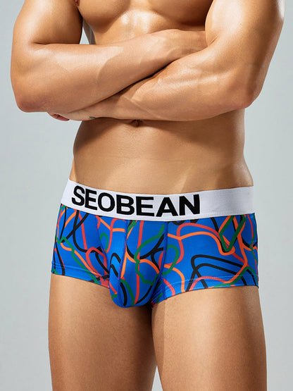 2 Pack Men's Comfortable Breathable Messy Lines Polyester Boxer Briefs
