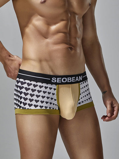 2 Pack Men's Low Rise Sexy Heart U-Shaped Pouch Boxer Briefs