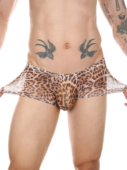 Leopard Print See-through Mesh Trunks