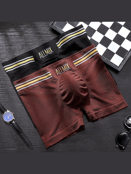 3 Pack ALLMIX Men's Sexy Striped Seamless Low Waist Boxers Briefs