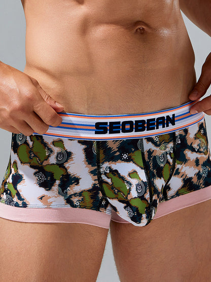 Men's Stylish Printed Trunks with Paisley and Camouflage Design