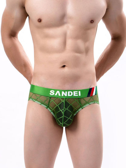 3 Pack Men's Low-Rise Lace Sexy Mesh Briefs And Thongs
