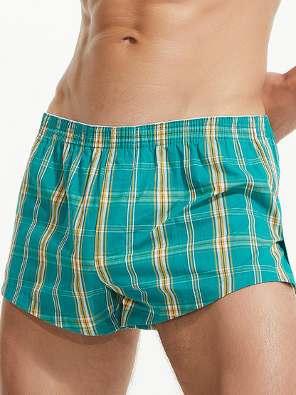 Men's Vent Classic Plaid Cotton Boxers With Fly