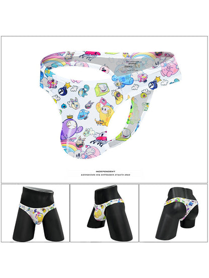 2 Pack Men's Low-Rise Sexy Print Thong