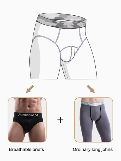 Men's Autumn Johns Underwear 2 in 1 Design Warm Polyester Tights