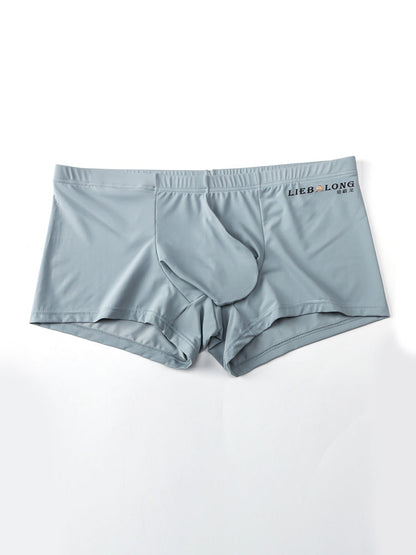 3 Pack Men's Breathable Ice Silk Double-Layered Big Pouch Sexy Boxer Briefs