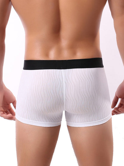 3 Pack Men's Striped U-Pouch Low-Rise Breathable Slim-Fit Trunks