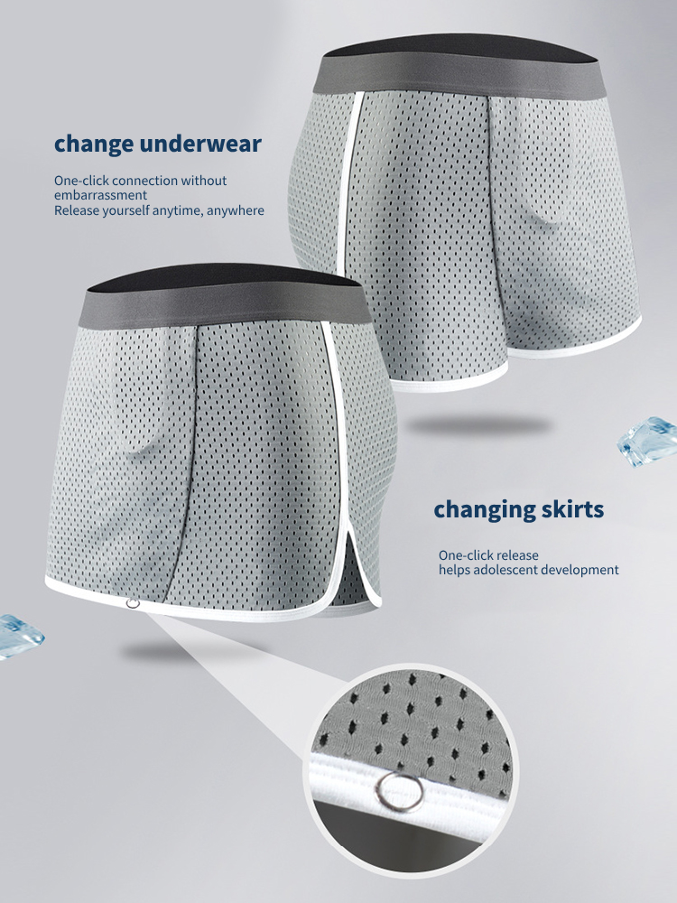 2 Pack Men's  Button Casual U-Shaped Roman Skirt Dual-Purpose Arrow Pants Underwear