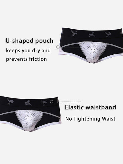 3 Pack Men's Nylon Mesh Breathable U-Pouch Trunks