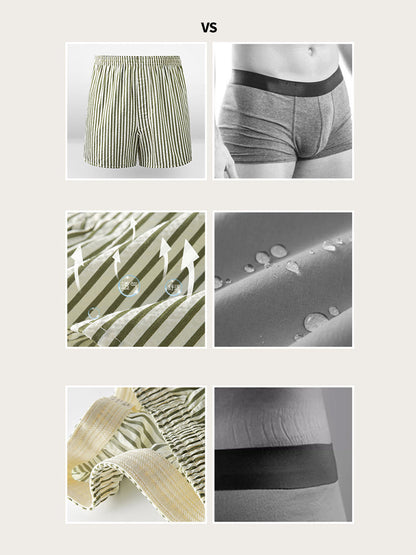 Men's Thin Loose Striped Arrow Pants Breathable Shorts Comfortable Casual Boxer Briefs