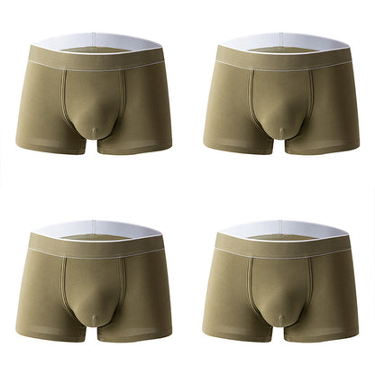 4Pcs Men's Cotton Solid Mid-rise Trunks