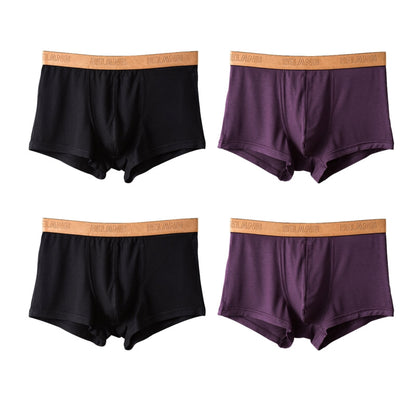 Modal Ultra-soft Solid Mid-waist Men's Boxer Briefs
