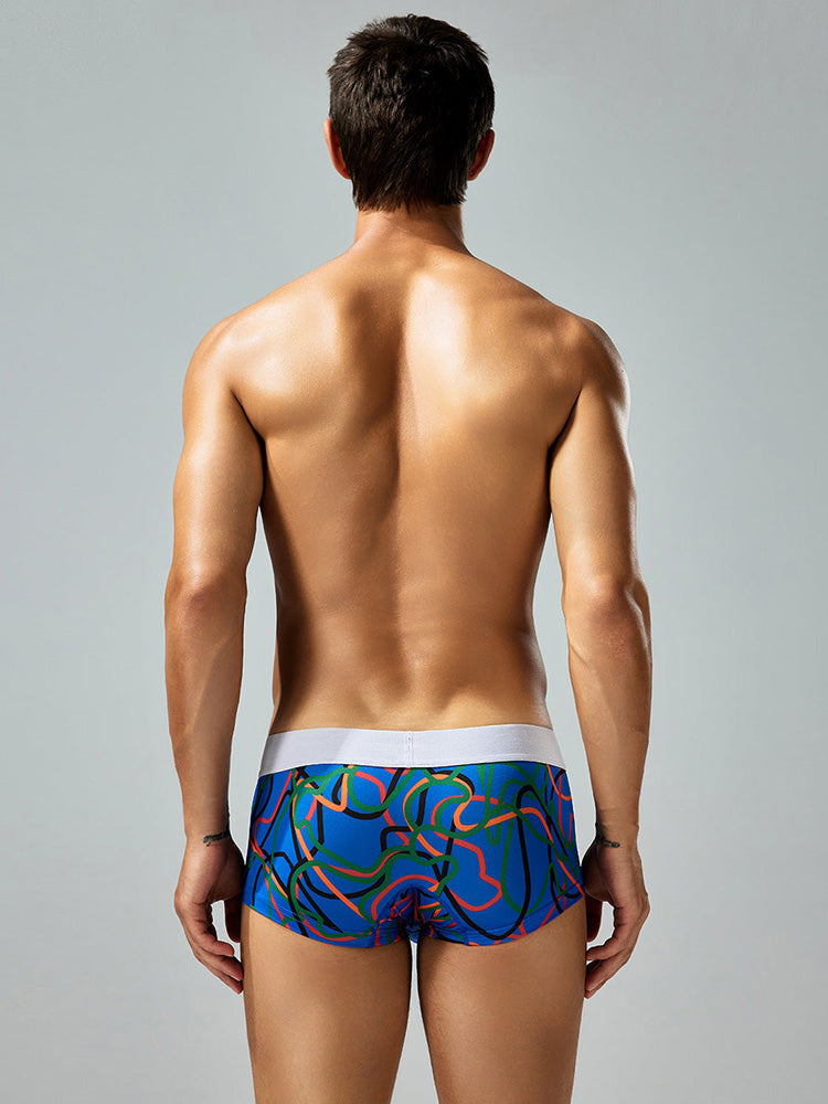 2 Pack Men's Comfortable Breathable Messy Lines Polyester Boxer Briefs