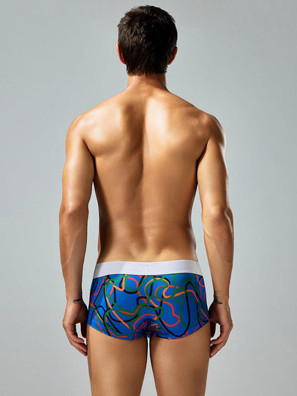2 Pack Men's Comfortable Breathable Messy Lines Polyester Boxer Briefs
