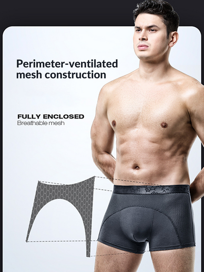 3 Pack Men's Ice Silk Sports Breathable Boxer Briefs