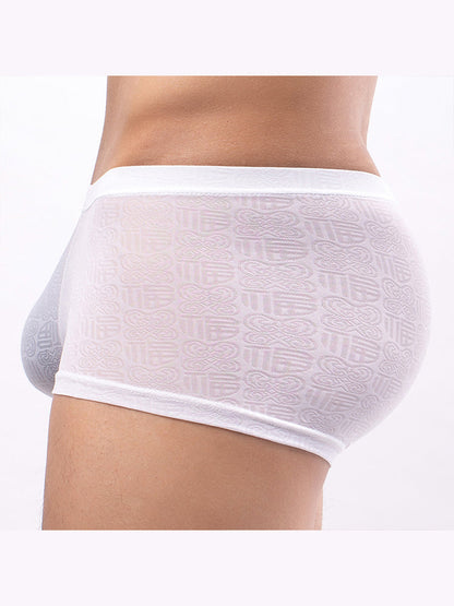 4 Pack Men's Sexy Breathable Jacquard Trunks