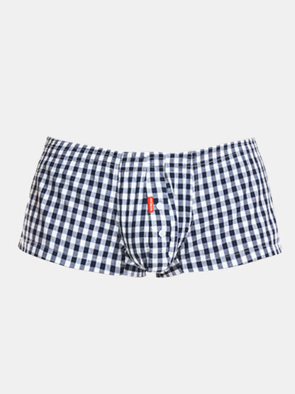 Plaid 100% Cotton Men's Soft Trunks