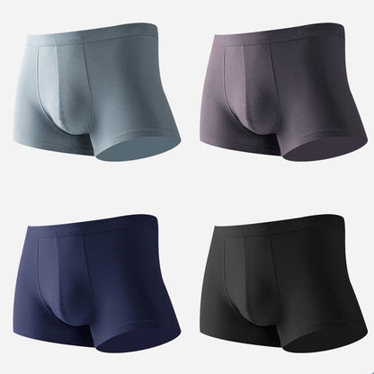 4Pcs Modal Pure Color Thin U Convex Boxer Briefs For Men