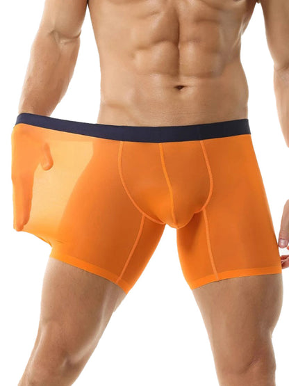 Men's Ice Silk Athletic Long Boxer Briefs
