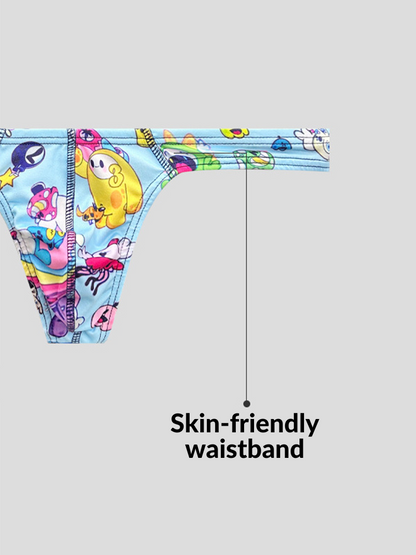 2 Pack Men's Low-Rise Sexy Print Thong