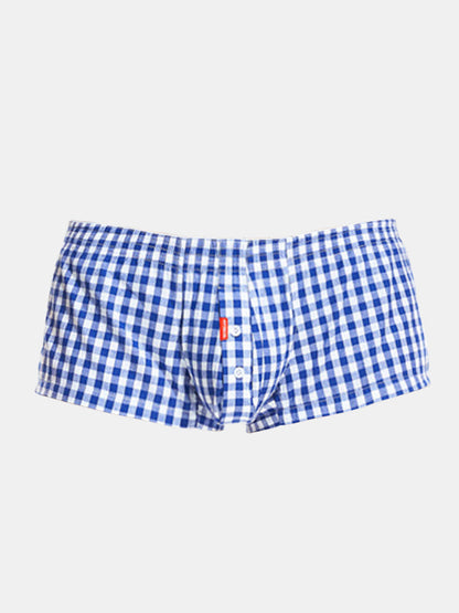 Plaid 100% Cotton Men's Soft Trunks