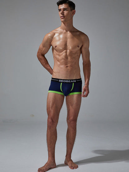 2 Pack Men's Stretch Cotton Breathable Colourway Contrast Trunks