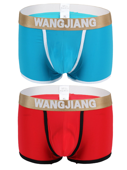 2 Pack Men's U Convex Pouch Trunks With Open Fly