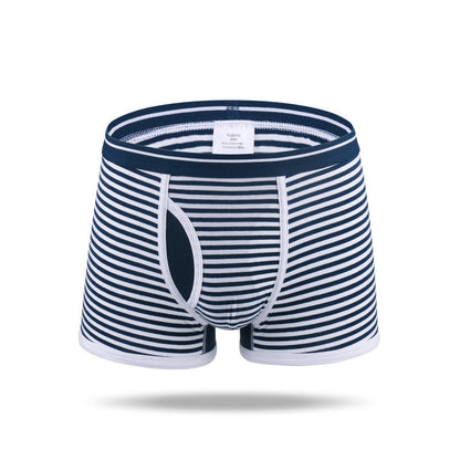 Men's Striped Cotton Sports Boxer Briefs