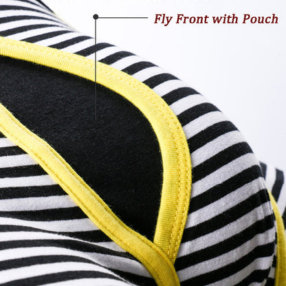Men's Fly Front with Pouch Striped Cotton Boxer Briefs