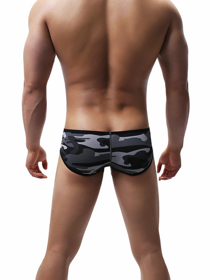 Men's Sexy Camo Print Mesh Bikini
