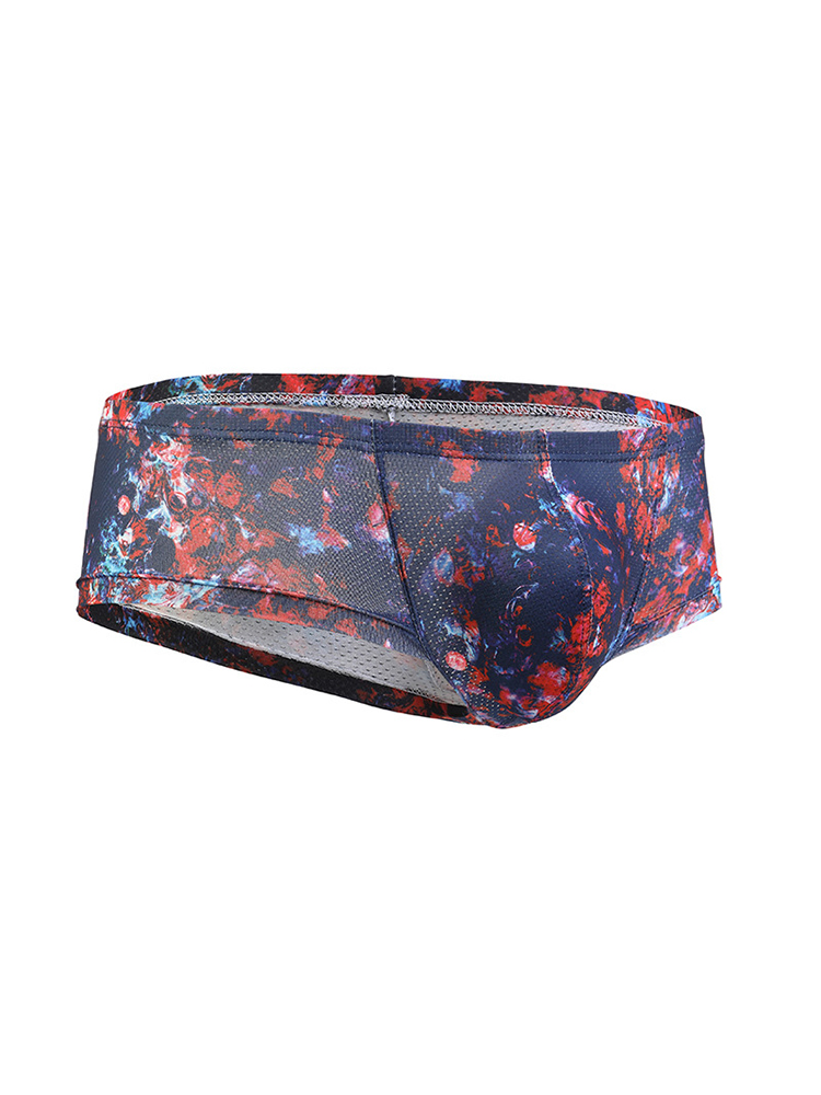 Men's Sexy Botanical Printed Mesh Underwear