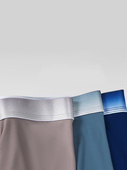 3 Pack Men's Breathable Threaded Fabric Ball Pouch Trunks